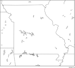 ミズーリ州白地図の小さい画像