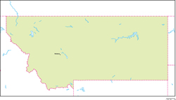 モンタナ州地図州都あり(英語)の小さい画像