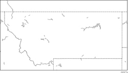 モンタナ州白地図州都あり(日本語)の小さい画像
