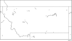 モンタナ州白地図州都あり(英語)の小さい画像