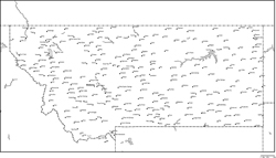 モンタナ州白地図州都・主な都市あり(英語)の小さい画像