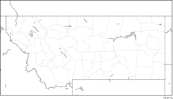モンタナ州郡分け白地図の小さい画像