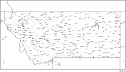 モンタナ州郡分け白地図州都・主な都市あり(英語)の小さい画像