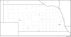 ネブラスカ州郡分け白地図州都あり(英語)の小さい画像