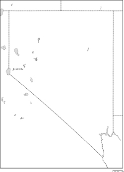 ネバダ州白地図州都あり(日本語)の小さい画像