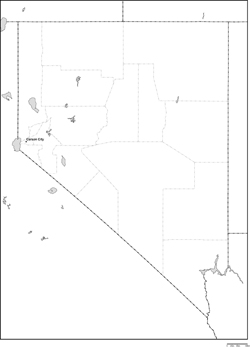 ネバダ州郡分け白地図州都あり(英語)の小さい画像