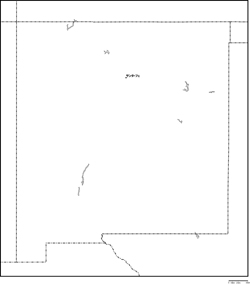 ニューメキシコ州白地図州都あり(日本語)の小さい画像