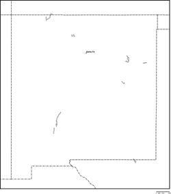ニューメキシコ州白地図州都あり(英語)の小さい画像