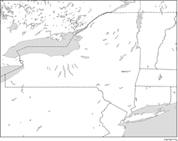 ニューヨーク州白地図州都あり(日本語)の小さい画像