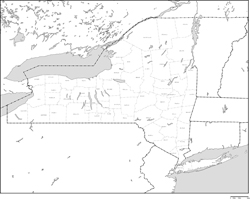 ニューヨーク州郡分け地図郡名あり(日本語)の小さい画像