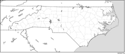 ノースカロライナ州郡分け白地図の小さい画像