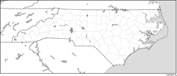 ノースカロライナ州郡分け白地図州都あり(日本語)の小さい画像