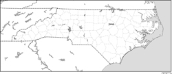 ノースカロライナ州郡分け白地図州都あり(英語)の小さい画像