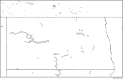 ノースダコタ州白地図州都あり(日本語)の小さい画像