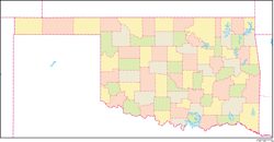 オクラホマ州郡色分け地図の小さい画像