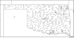 オクラホマ州白地図州都・主な都市あり(英語)の小さい画像