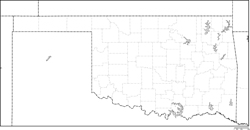 オクラホマ州郡分け白地図の小さい画像