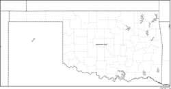 オクラホマ州郡分け白地図州都あり(英語)の小さい画像