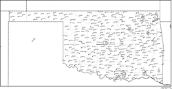 オクラホマ州郡分け白地図州都・主な都市あり(英語)の小さい画像