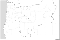 オレゴン州郡分け白地図の小さい画像