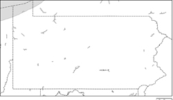 ペンシルベニア州白地図州都あり(日本語)の小さい画像