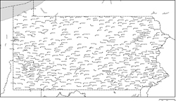 ペンシルベニア州白地図州都・主な都市あり(英語)の小さい画像