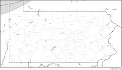 ペンシルベニア州郡分け地図郡名あり(日本語)の小さい画像