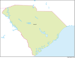 サウスカロライナ州地図州都あり(日本語)の小さい画像
