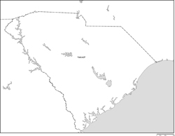 サウスカロライナ州白地図州都あり(日本語)の小さい画像