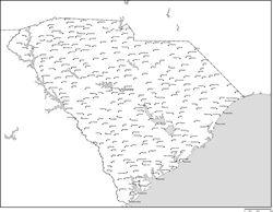 サウスカロライナ州白地図州都・主な都市あり(英語)の小さい画像