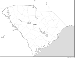 サウスカロライナ州郡分け白地図州都あり(日本語)の小さい画像