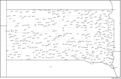 サウスダコタ州郡分け白地図州都・主な都市あり(英語)の小さい画像