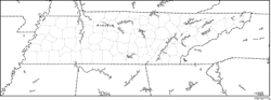 テネシー州郡分け白地図州都あり(日本語)の小さい画像