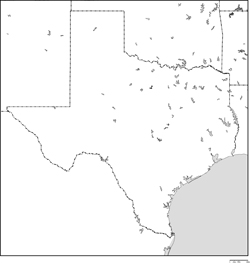 テキサス州白地図の小さい画像