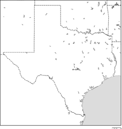 テキサス州白地図州都あり(日本語)の小さい画像
