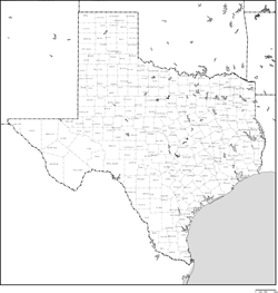 テキサス州郡分け地図郡名あり(日本語)の小さい画像