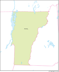 バーモント州地図州都あり(英語)の小さい画像