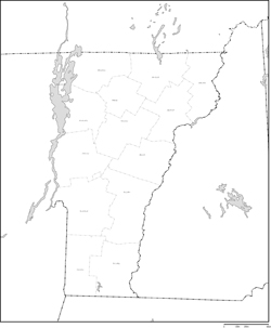 バーモント州郡分け地図郡名あり(日本語)の小さい画像