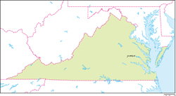 バージニア州地図州都あり(日本語)の小さい画像