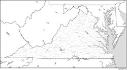 バージニア州郡分け地図郡名あり(日本語)の小さい画像