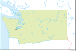 ワシントン州地図州都あり(英語)の小さい画像