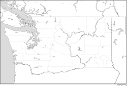 ワシントン州郡分け白地図の小さい画像