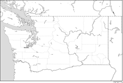 ワシントン州郡分け白地図州都あり(英語)の小さい画像