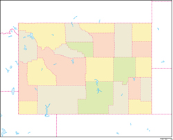 ワイオミング州郡色分け地図の小さい画像