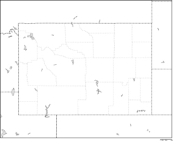 ワイオミング州郡分け白地図州都あり(日本語)の小さい画像