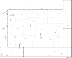 ワイオミング州郡分け地図郡名あり(日本語)の小さい画像