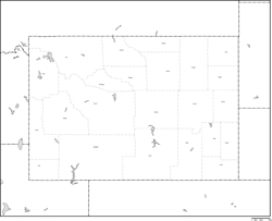 ワイオミング州郡分け白地図郡名あり(英語)の小さい画像