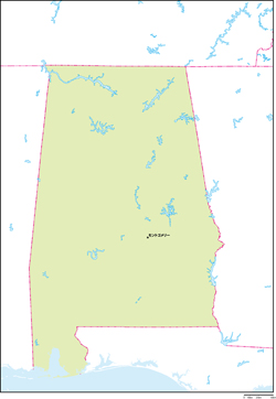 アラバマ州地図州都あり(日本語)