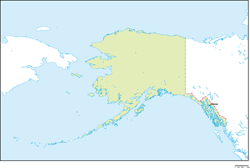 アラスカ州地図州都あり(英語)