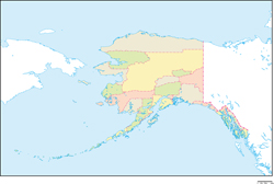 アラスカ州郡色分け地図